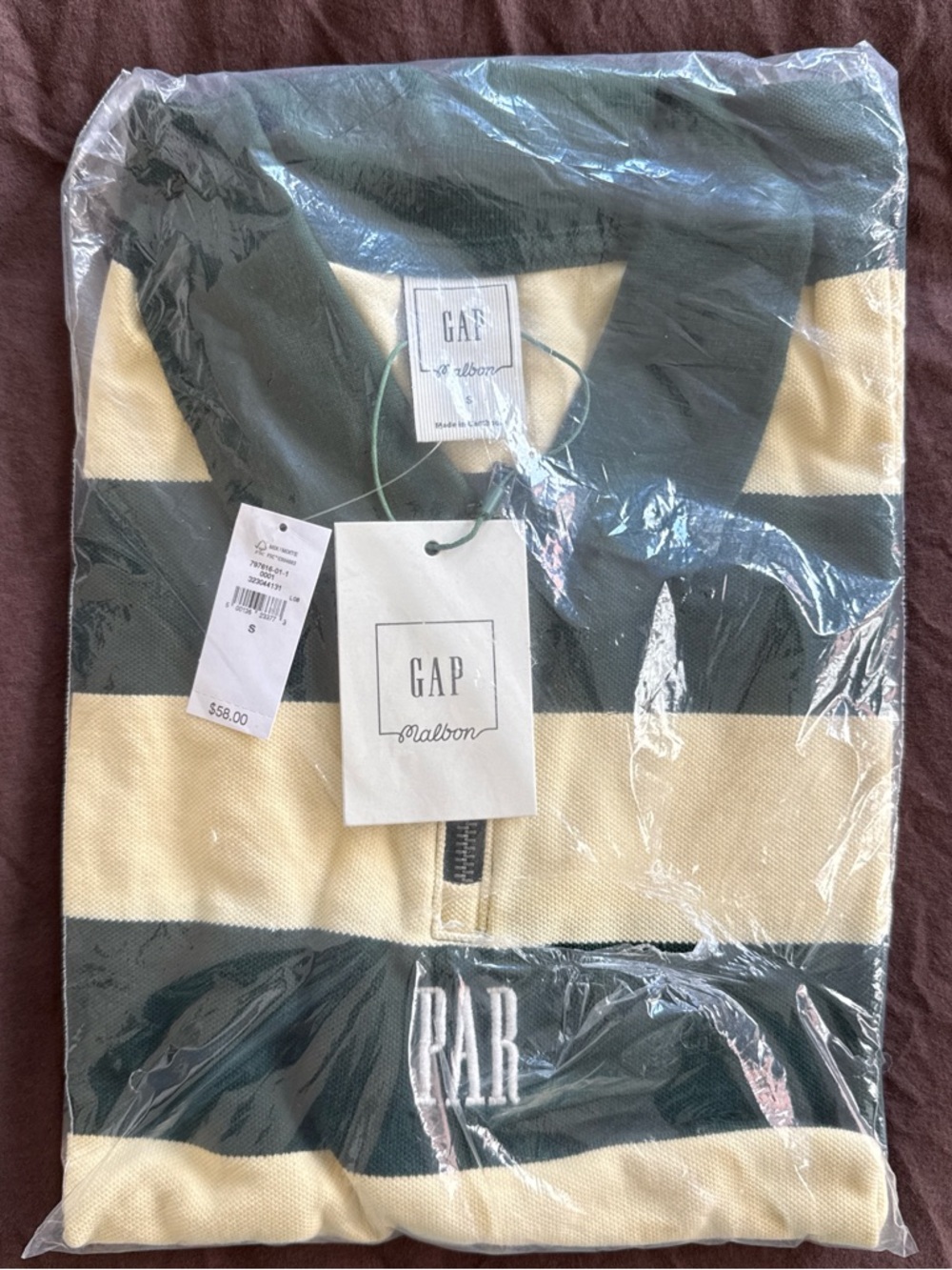 Sold out MALBON x GAP Striped Half-Zip Rugby Shirt - Dark Green & Cream